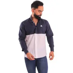 GENERICO - Camisa Manga Larga Hombre Algodón Pima Piero Biani - Azulblanco