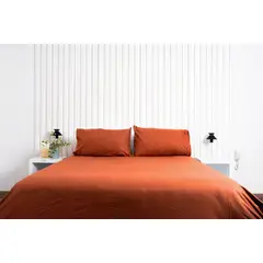 COBITEX HOME - Juego de sábanas Lisas Ladrillo Queen 100 Algodón