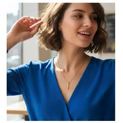 OEM - Collar Cruz Mujer Redonda Pequeña Fino Acero Inoxidable x SAN VALENTIN