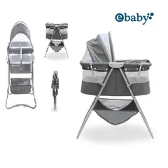 EBABY - Cuna Plegable Portatill Recien Nacido con Tull Dolly- Plomo