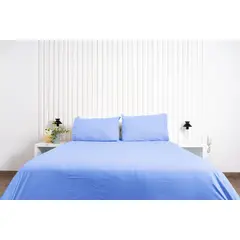 COBITEX HOME - Juego de sábanas Lisas Azul Cielo King 100 Algodón