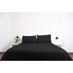 COBITEX HOME - Juego de sábanas Lisas Negro Queen 100 Algodón