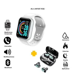 GENERICO - Smartwatch D20 PRO Blanco Audifonos Inalambricos M32