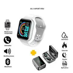 GENERICO - Smartwatch D20 PRO Blanco Audifonos Inalambricos M31