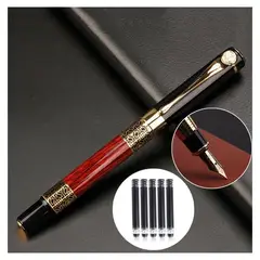 GENERICO - Pluma fuente estilográfica con 05 cartuchos de tinta