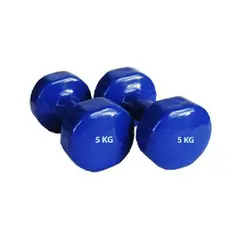 GENERICO - Pesas mancuernas plastificadas de 5kg - azul