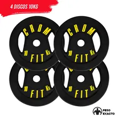 HOLGU - Pesas Americanas 4 Discos 10kg Peso Exacto