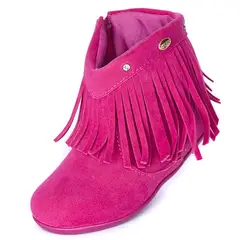 KLIN - Botines para Bebé Niña Fucsia con Flecos