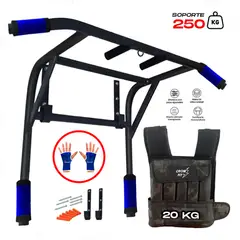 HOLGU - Barra Dominadas 2en1 Chaleco 20kg Guantes Regalo