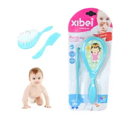 GENERICO - SET PEINE Y CEPILLO DE BEBE VERDE AGUA