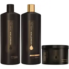 SEBASTIAN - Shampoo 1000ml + Acondicionador + Mascarilla Dark Oil