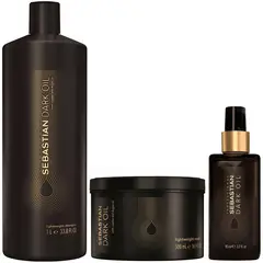 SEBASTIAN - Shampoo 1000ml + Mascarilla + Aceite Dark Oil