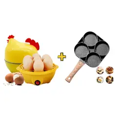 INSPIRA - Hervidor Eléctrico de Huevos de Gallina y Sartén 4 divisiones Pack