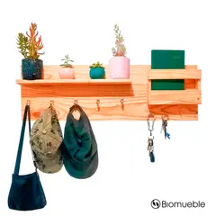 GENERICO - Perchero empotrable LAUREN de madera reciclada acabado barniz incoloro