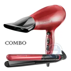 REMINGTON - Combo Silk Profesional Alisadora S9600 y Secador AC9096 Rojo