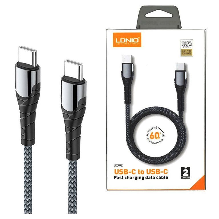 Cable Usb-C a Usb-C 65W Carga Rápida 2M Reforzado