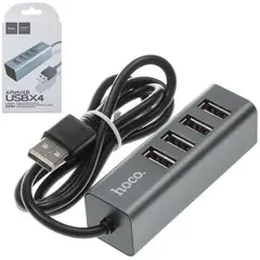 HOCO - Puerto USB 2.0 Hub Aluminio 4 Puertos HB1 - Gris