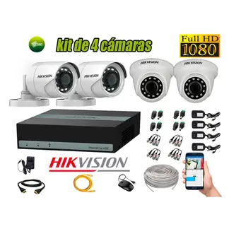 HIKVISION - KIT 4 CAMARAS DE SEGURIDAD FULL HD 2MP E-DVR eSSD 300GB