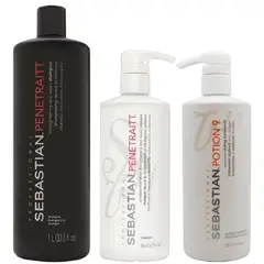 SEBASTIAN - Shampoo 1000ml + Mascarilla + Crema Potion9 Penetraitt