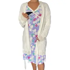 GENERICO - Camison Maternal Modelo Cruzado Manga Larga BCxy Lenceria Maternal