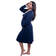 GENERICO - Camison Maternal Victoria Manga Larga Algodon BCxy Lenceria Maternal