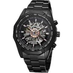 FORSINING - Reloj automático de acero inoxidable negro_.