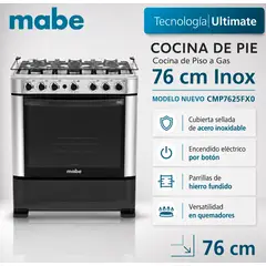 Mabe - Cocina a Gas de 6 Quemadores CMP7625FX0