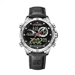 NAVIFORCE - Reloj negro para hombre con correa de cuero N42