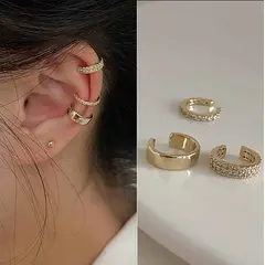 GENERICO - Aretes a presion dorado Vintage sin perforación para mujer (3 pcs)