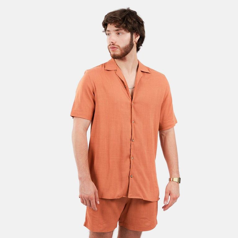 Camisa lino hombre lacre