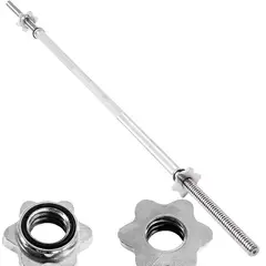 RISUTIMPORT - Barra Recta Cromada Para Pesas 150 Cm +2 Seguros