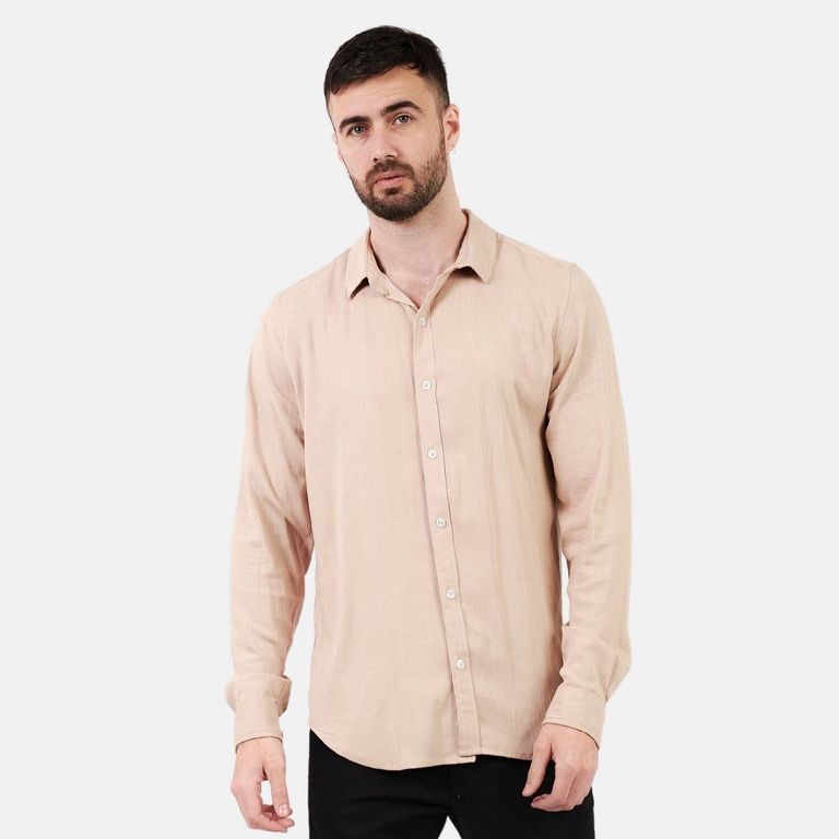 Camisa lino hombre beige