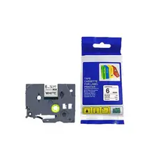GENERICO - TZC-211 CINTA COMPATIBLE PARA ROTULADORA NEGRO SOBRE BLANCO 6MM X 8M