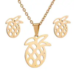 GENERICO - Set collar y aretes piña dorado