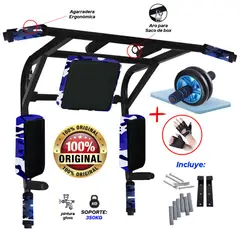 HOLGU - Barra Multifuncional 15 en 1 + rueda abdominal + guantes