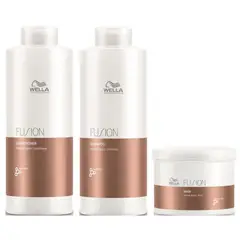 WELLA - Shampoo Reparador 1000ml + Acondicionador + Mascarilla Fusion