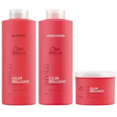 WELLA - Shampoo 1000ml + Acondicionador + Mascarilla Invigo Brilliance