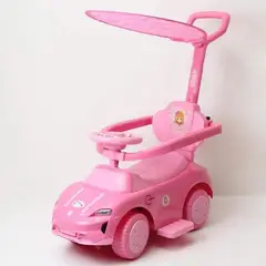 FIRST TOY - Carrito correpasillos buggy para niños sombrilla luz PinkPy