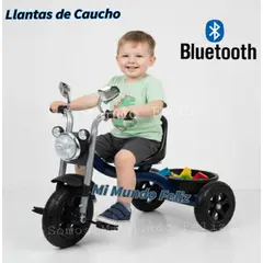 BABY HAPPY - Triciclo para Niños Musical Llantas Goma Azul Bluetooth