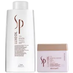 WELLA - Shampoo con Aceite de Argán 1000ml + Mascarilla Luxe Oil Keratin