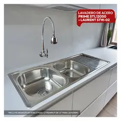 STONE - COMBO DE LAVADERO DE ACERO PRIME STL12050 + GRIFERIA GANSO