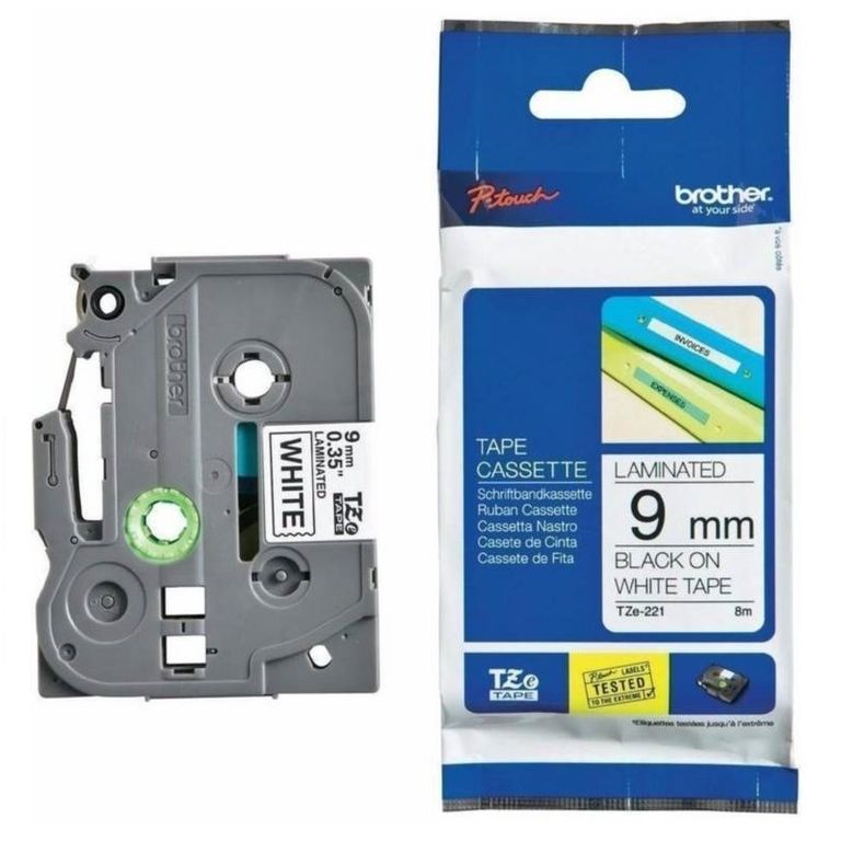 Cinta laminada para rotulador brother TZC-221 de 9 MM