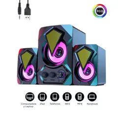 GENERICO - Parlantes con Subwoofer Gamer RGB 11W para PC Laptop y Teléfonos
