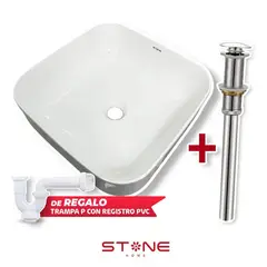 STONE - COMBO DE LAVAMANOS AMALIA BLANCO DESAGUE POP UP GRANDE SREBOSE