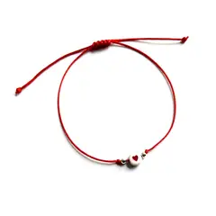 SANTORAL - Pulsera Corazón Hilo Rojo y Plata