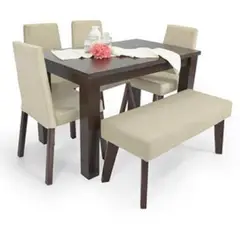 MOBILIARI - Juego De Comedor 4 + Banqueta Alexa Marfil