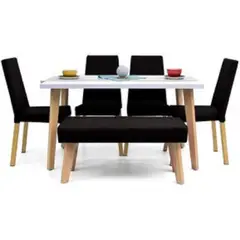 MOBILIARI - Juego De Comedor 4 Sillas + Banqueta Amelia Negro.