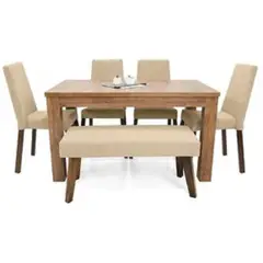 MOBILIARI - Juego De Comedor 4 Sillas + Banqueta Adrian Beige.