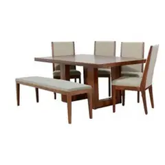 MOBILIARI - Juego De Comedor 4 Sillas + Banqueta Halsey Beige.