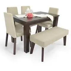 MOBILIARI - Juego De Comedor 4 + Banqueta Alexa Marfil